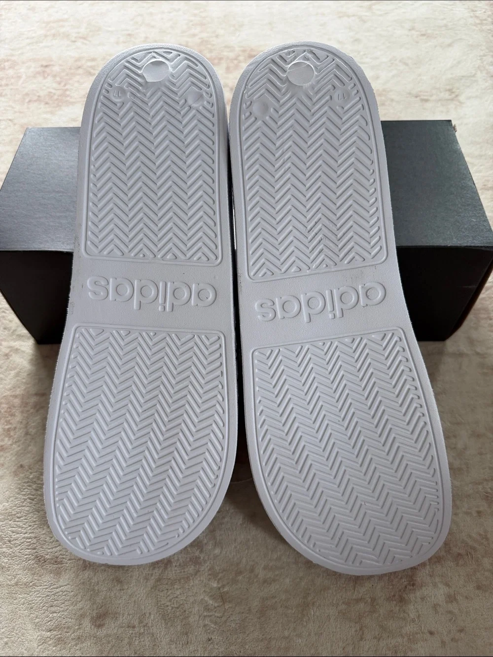 adidas White and Black Adilette Cloudfoam Slide Sandals